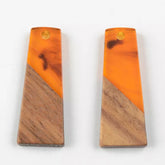 11*30mm Orange Marble Acrylic/Wood Trapezoid, On Hole , Acrylic Gem
